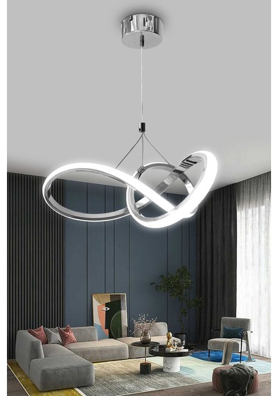3 Renk Krom Modern Sarkıt Led Avize 3 Mod Krom