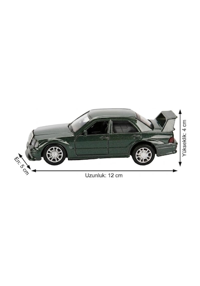 Mercedes-benz 190e Işıklı Sesli Metal 1:36 Çek-bırak Mekanizmalı Kapıları Açılabilir Oyuncak Araba Yeşil