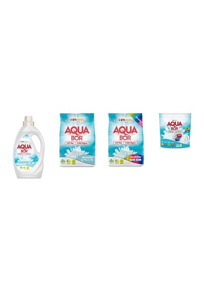 Aquabor Doğal Mineralli Sıvı Beyaz + 4 Kg Beyaz + 4 Kg Renkliler + Tablet 4 Lü Set 0.75 LT - 2.5 LT - 12 KG