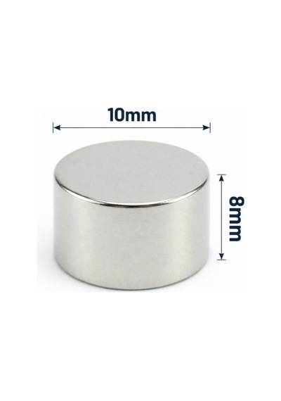5 Adet - 10x8 Mm Neodyum Mıknatıs Neodim Magnet Yuvarlak Çap 10mm , Kalınlık 8mm