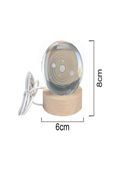 3d Led Işıklı Gezegen Kristal Cam Küre Gece Lambası Turuncu Turuncu