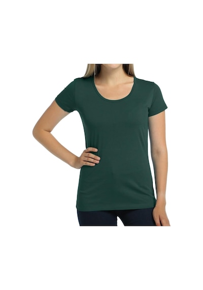 Bant Giyim - Açık Bisiklet Yaka Yeşil Kadın Tişört T-Shirt