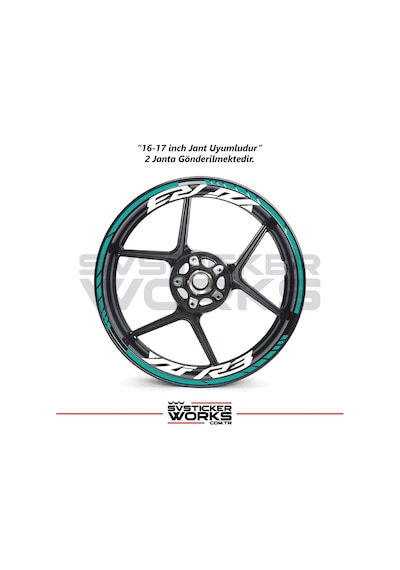 Yamaha Yzf-r3 Yazılı Jant Sticker Dış Ve İç Set Sticker Jant Şeridi Turkuaz