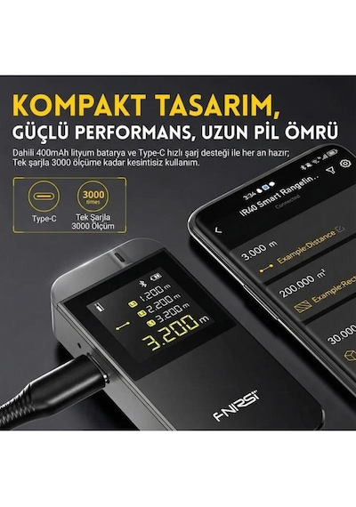Fnırsı Ir40 Akıllı Mesafe Ölçer Lazer Metre