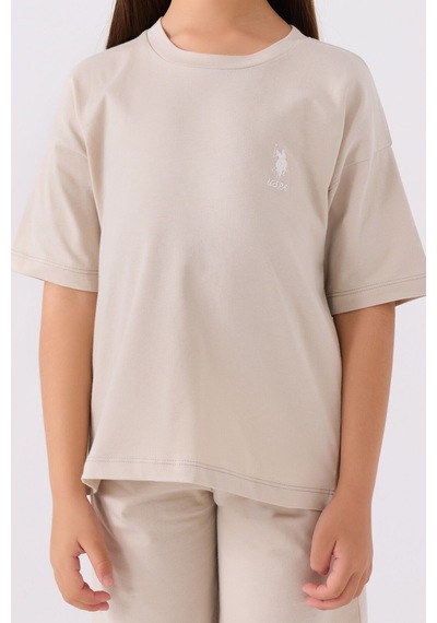 U.S. Polo Assn. U.s. Polo Assn Kız Çocuk Krem Bermuda Takım Us1848-c-v19 KREM