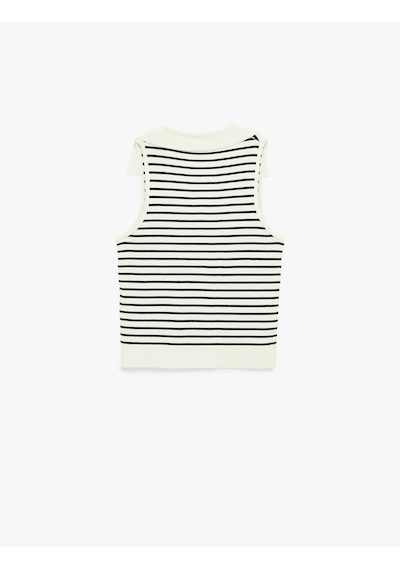 Koton Regular Fit Polo Yaka Kolsuz Çizgili Triko Bluz Siyah Çizgili 6sak30001ht Siyah Çizgili