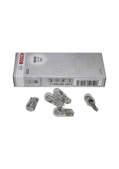 Bosch -1987302819 Ampul 12V W5W "Orta Dıpsız" "Eco" 10 Adet