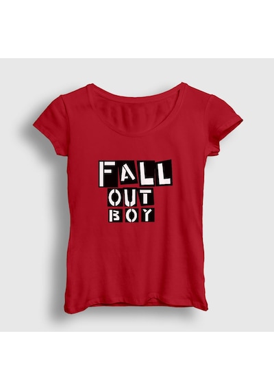 Presmono Kadın Boxes Fall Out Boy T-shirt Kırmızı