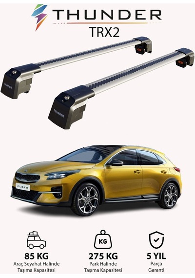 Kıa Xceed 2019-sonrası Trx2 Thunder Carrier Kilitli Ara Atkı Taşıyıcı Tavan Barı Siyah