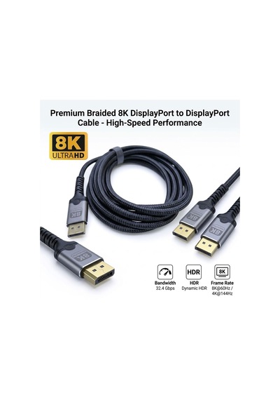 3 Metre 8k Displayport Kablo
