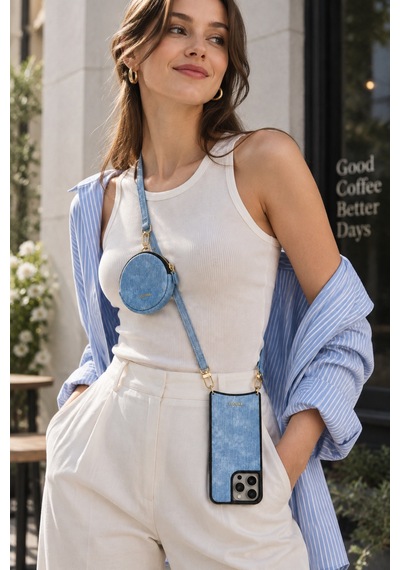 Kombinlenebilir - İphone 15 Pro Max Uyumlu Magsafe Oval Tasarım Kılıf Hera Serisi - By Bero Lina Denim Silikon
