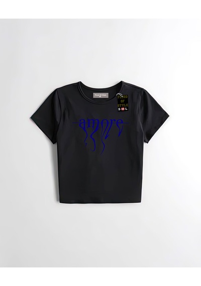 Flood Of Style Siyah Babby Tee Kırmızı Çizgi Özel Tasarım