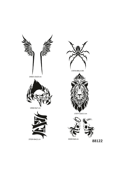 Airbrush Tattoo Hırçın Tasarımlar Geçici Dövme Şablonu Kına Kalıbı Sadece Desen 6'lı