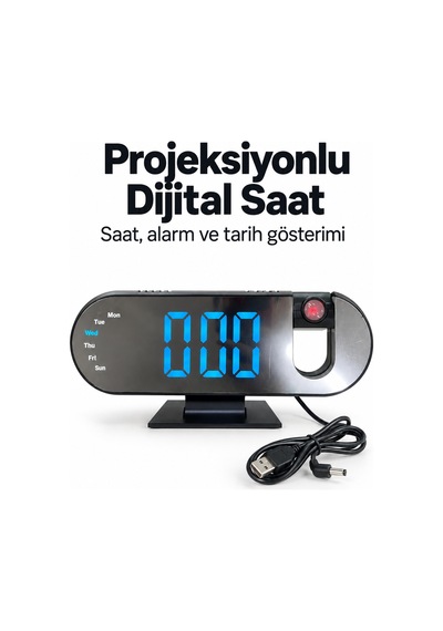 Projeksiyonlu Çalar Saat Renkli Ortam Işığı Ve Led Ekranlı - Lisinya