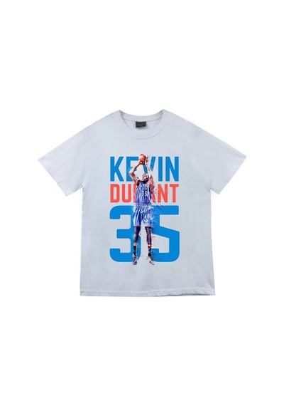 Stoned&Fame Kevin Durant Baskılı Unisex %100 Pamuk Beyaz T-shirt Beyaz