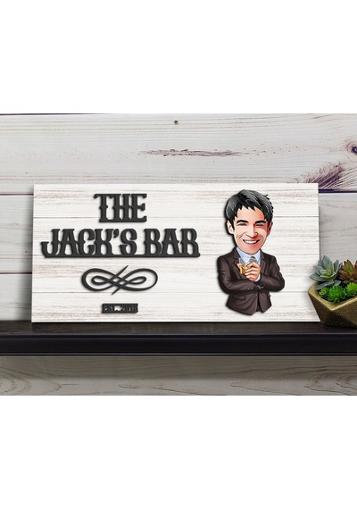 Bk Gift Kişiye Özel Karikatürlü Kabartma Tasarım Antik Beyaz Ahşap Bar Tabelası, Home Bar Tabela, Rustik Ev Dekorasyonu, Duvar Dekoru-4