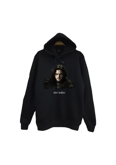 Game Of Thrones Baskılı Kapüşonlu Sweatshirt Siyah