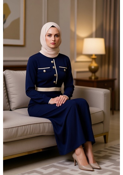 Benerly Kadın Bisiklet Yaka Standart Kol Triko Kalıp Maxi Elbise Fonksiyo Lacivert Benerly Kadın Bisiklet Yaka Standart Kol Triko Kalıp Maxi Elbise Fonksiyo Lacivert