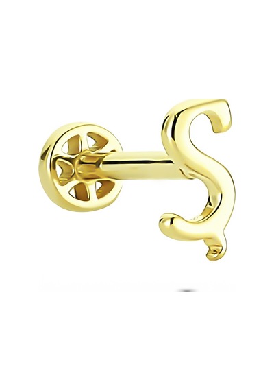 Glorria Altın Ş Harfi Tragus Piercing Sarı