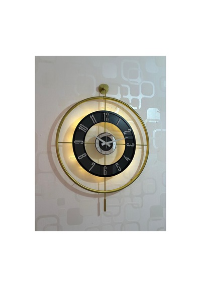 Pey Aksesuar Metal Camlı Duvar Saati 60x80 Cm Büyük Boy Işıklı Gerçek Cam Gold-şeffaf-siyah-gümüş M61-gold-şeffaf-siyah-gümüş