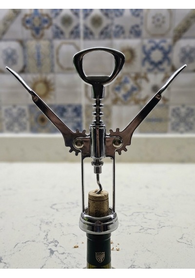 Lüks Paslanmaz Çelik Kanatlı Tirbuşon Mantar Ve Gazoz Açacağı - 17 X 7 Cm Gümüş