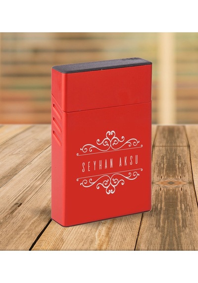 Bk Gift Kişiye Özel Kırmızı Slim Boy Metal Sigara Kutusu-9 Siyah