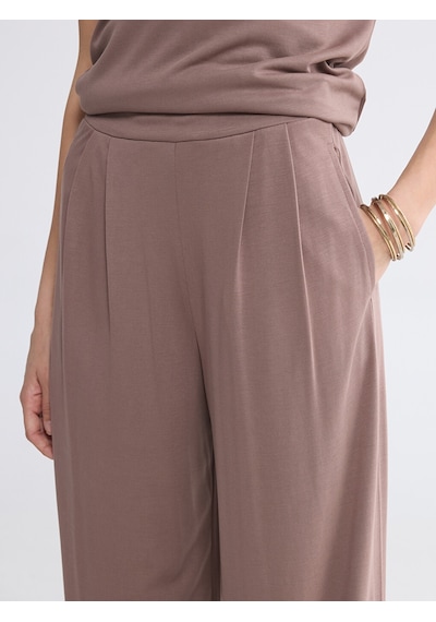 Lcwaıkıkı Basic Kahverengi Beli Lastikli Geniş Paça Kadın Pantolon