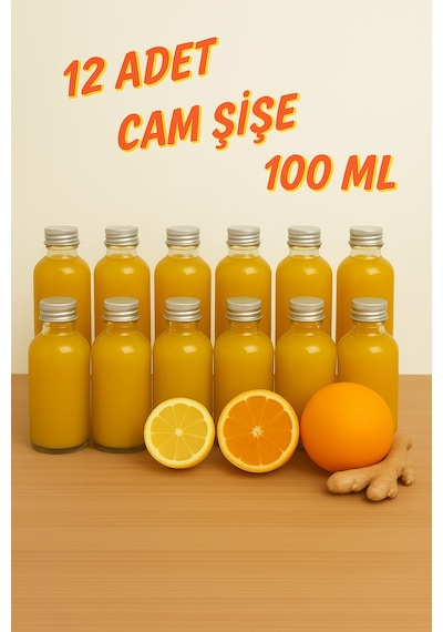 Rotanev 12 Adet Şeffaf Cam Shot Şişesi Sızdırmaz Gümüş Metal Kapaklı Kolonya Koku Süs Çok Amaçlı Şişe 100 ML