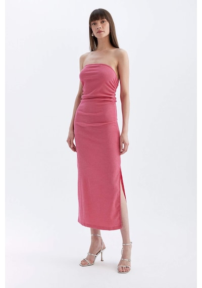 DeFacto Bodycon Straplez Bürümcük Midi Abiye Elbise D3510AX24HSPN296