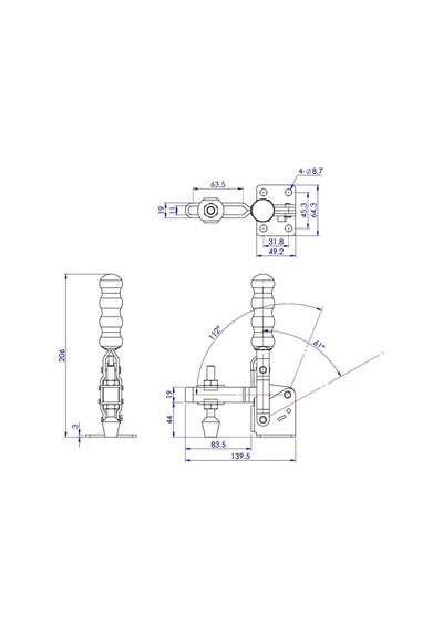 Goodhand Gh-12265 Dikey Geçiş Kelepçesi 340 Kg Kapasiteli Kompa