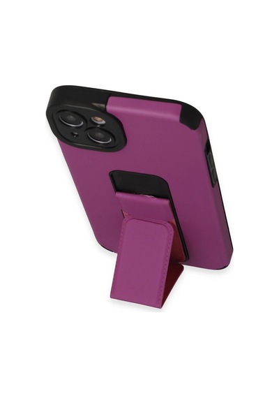 Newface - 232 - Apple iPhone Uyumlu 14 Plus Kılıf Mega Standlı Silikon - Csmo-tex - - Mor