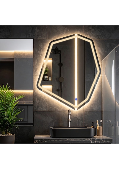 Fluxus Günışığı Lazer Kumlamalı Lavabo & Banyo Aynası Dokunmatik Sensörlü 90 X 76
