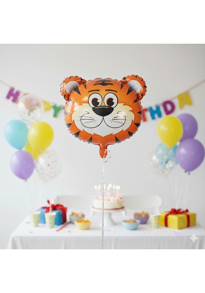 18 İnç Safari Kaplan Folyo Balon - Doğum Günü Parti Dekorasyon Balonu Çok Renkli
