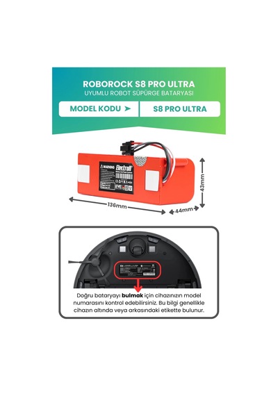 Roborock S8 Pro Ultra Uyumlu Batarya 6400mah Pil