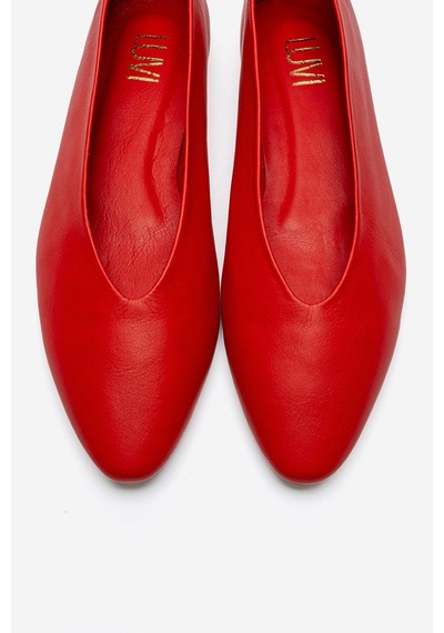 Luvishoes Jenas Kırmızı Cilt Hakiki Deri Kadın Babet Ayakkabı