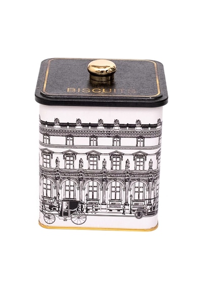 City Biscuits Desenli Kare Metal Saklama Kabı 12 x 12 x 13.7 CM 1.8 L Çok Renkli