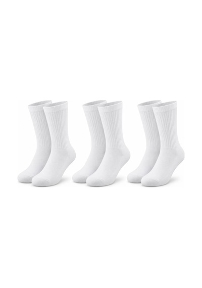 Teorastore Unisex Beyaz Soket Çorap 3'lü Set Pamuk Dikişsiz Burun Takviyeli Esnek Günlük Spor Çorabı Konfor