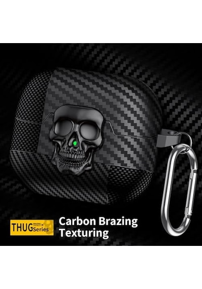 Samsung Galaxy Buds 3 Fe/buds 3 Pro/buds 3 Kılıf Kapak Kafatası Kilitli Ve Anahtarlıklı Erkekler İçin, Komik Karbo Diğer