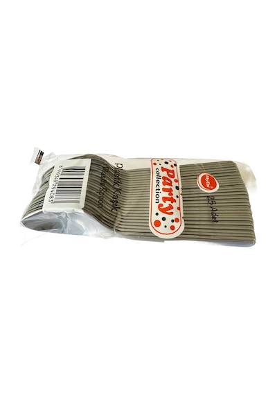 Omeyva Nişan Kına Piknik Gümüş Sorfa Seti - Sert Mika Plastik - 24 Kişilik Tabak Çatal Kaşık Takımı
