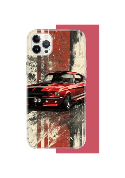 Apple iPhone 12 Pro Max Uyumlu Kırmızı Mustang.jpeg Uv Baskılı Silikon Kılıf Renkli
