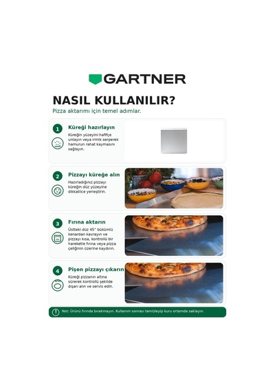Gartner Pizza Küreği - 304 Paslanmaz Çelik - 36x35 Cm Gri