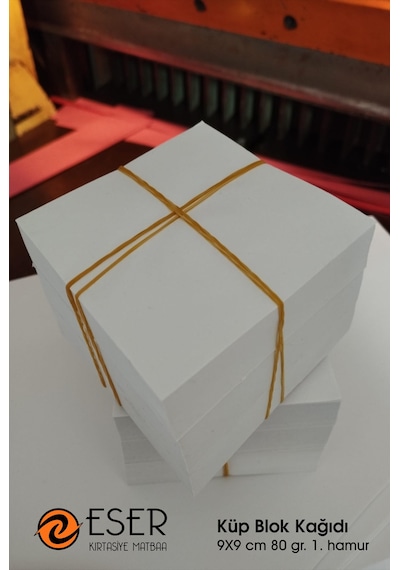 Eser Küp Blok Kağıdı 9x9 cm 80 gr. 1. hamur beyaz kağıt (500 sayf