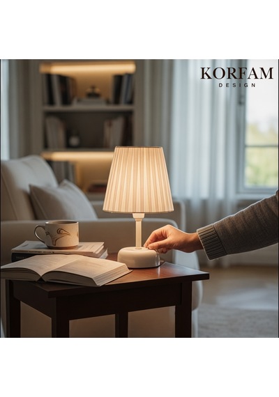 Beyaz Keten Kumaş Pilli Masa & Gece Lambası Çok Renkli 66012314