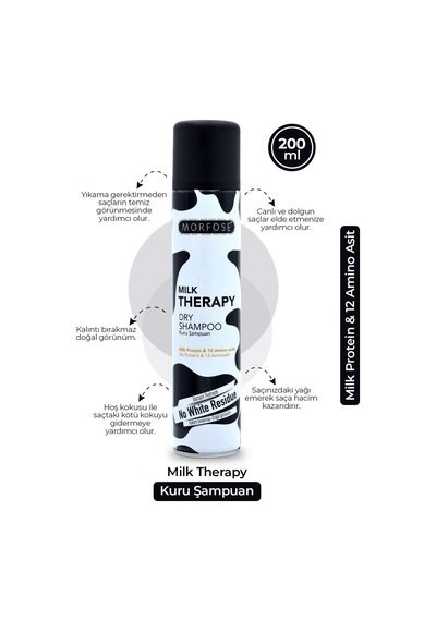 Morfose Kuru Şampuan Milk Therapy 200 Ml Kuru Şampuan Ekstra Hacim 1 KG