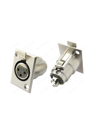 Panel Montajlı 3 Pin XLR Dişi Şase Konnektör