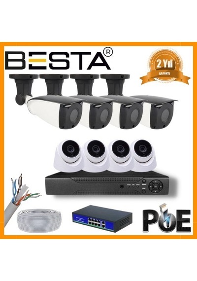 5 Mp 4 İç Mekan 4 Dış Mekan Kameralı Ip Poe Güvenlik Seti