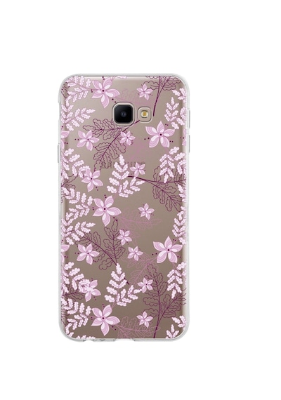 Samsung Galaxy Uyumlu J4 Core Kapak Floral Pudra Tasarımlı Şeffaf Silikon Kılıf