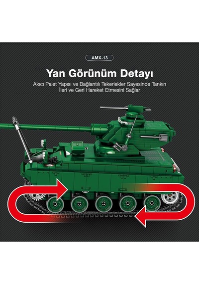 Reobrix 77033 World Of Tanks Fransız Hafif Tankı Amx-13 Yaratıcı Yapı Blok Seti Building Blocks - 1037 Parça