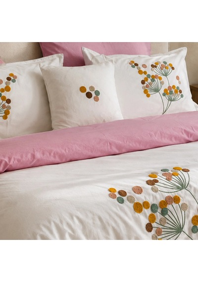 Azalea Nakışlı 7 Parça Çift Kişilik Nevresim Takımı Pudra-beyaz