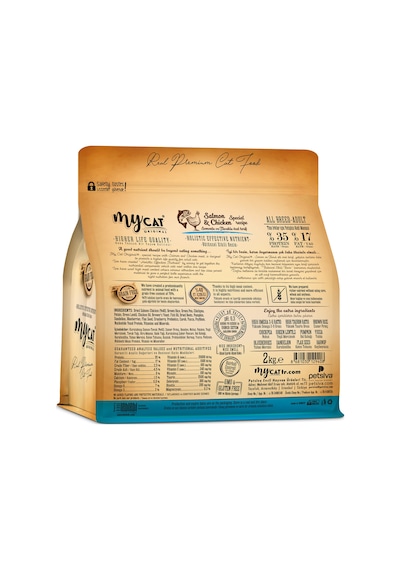 Mycat Az Tahıllı Somon Balıklı ve Tavuk Etli Yetişkin Kedi Maması 2 KG